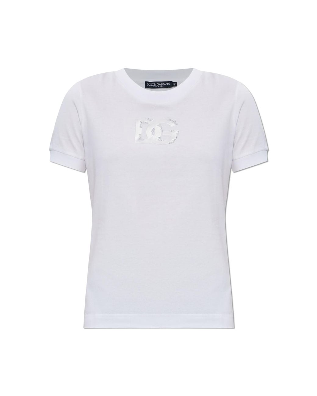 Dolce & Gabbana White T-Shirt With A Shimmering Logo