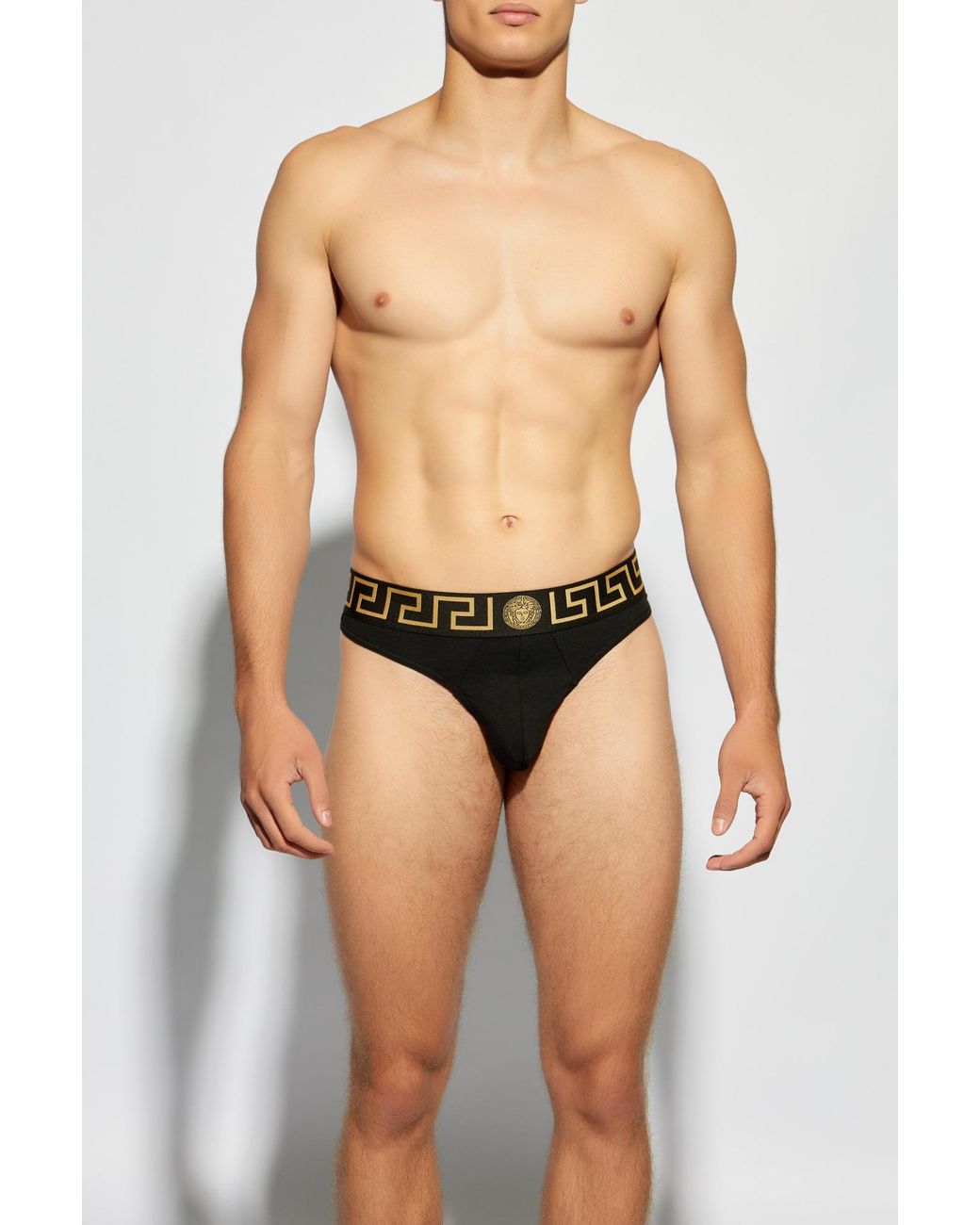 Versace Black Cotton Thong Panties for men