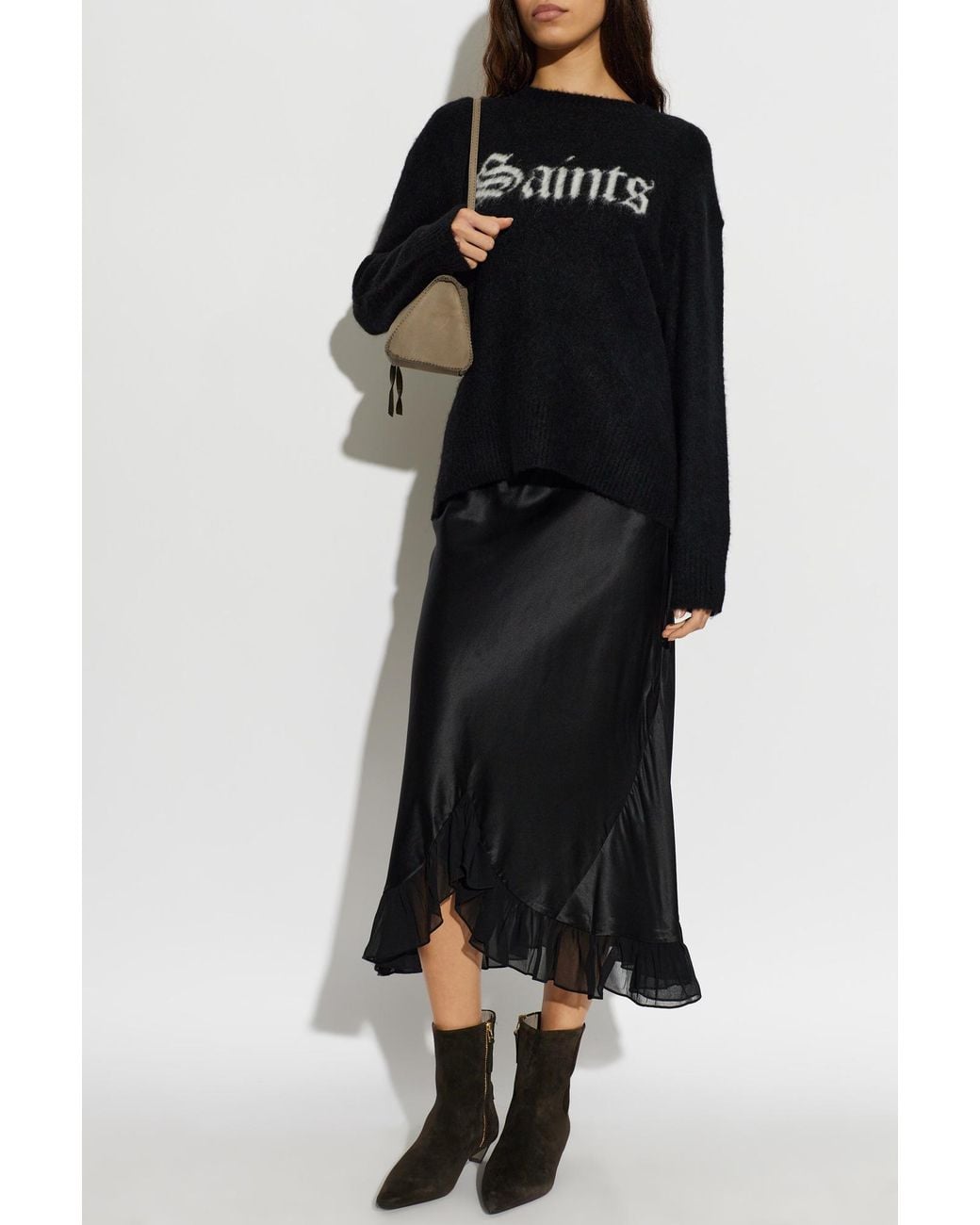 AllSaints Black 'Irma' Midi Skirt