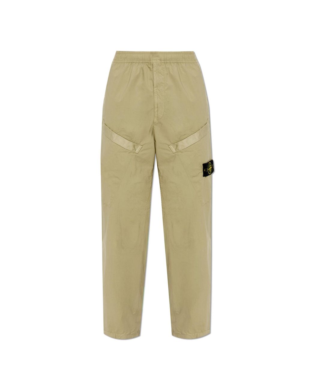 Stone Island Green Trousers With Logo Patch for men