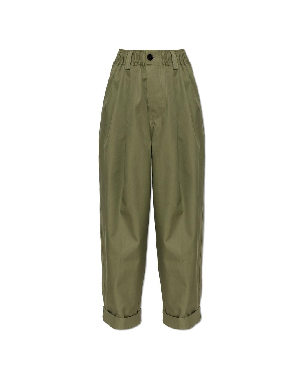 Marni Green Wide-Leg Cotton Trousers