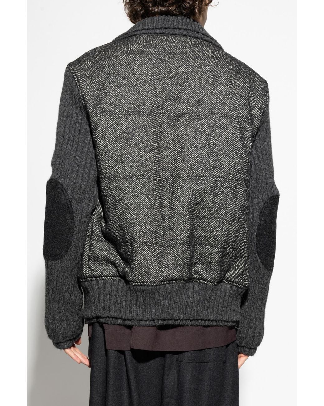 Dolce & Gabbana Black Jacket With A Herringbone Pattern for men