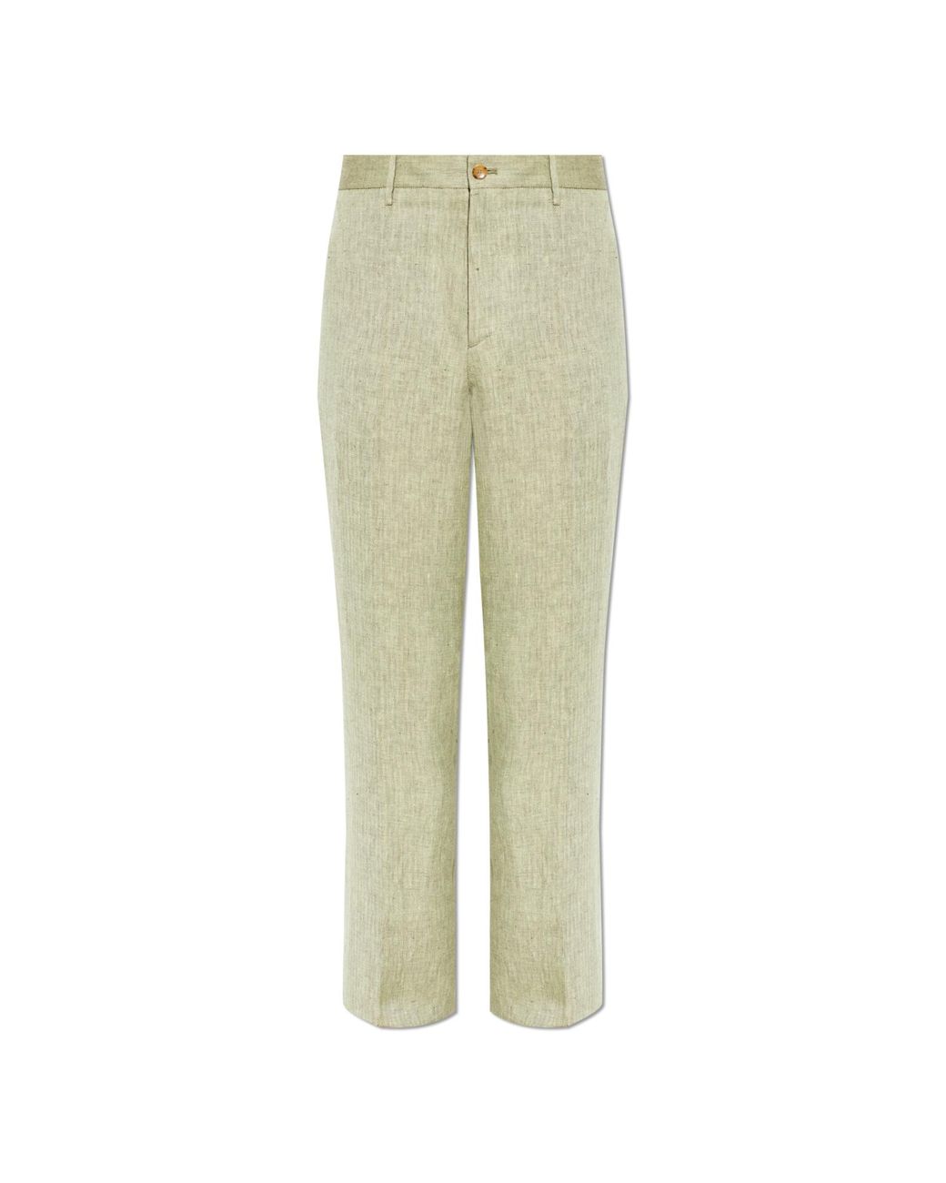 Etro White Linen Trousers With A Herringbone Pattern for men