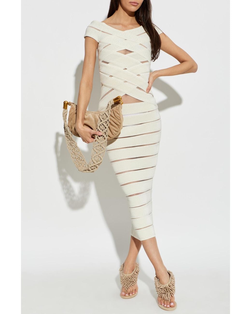 Balmain White Dress With Shimmering Sequins