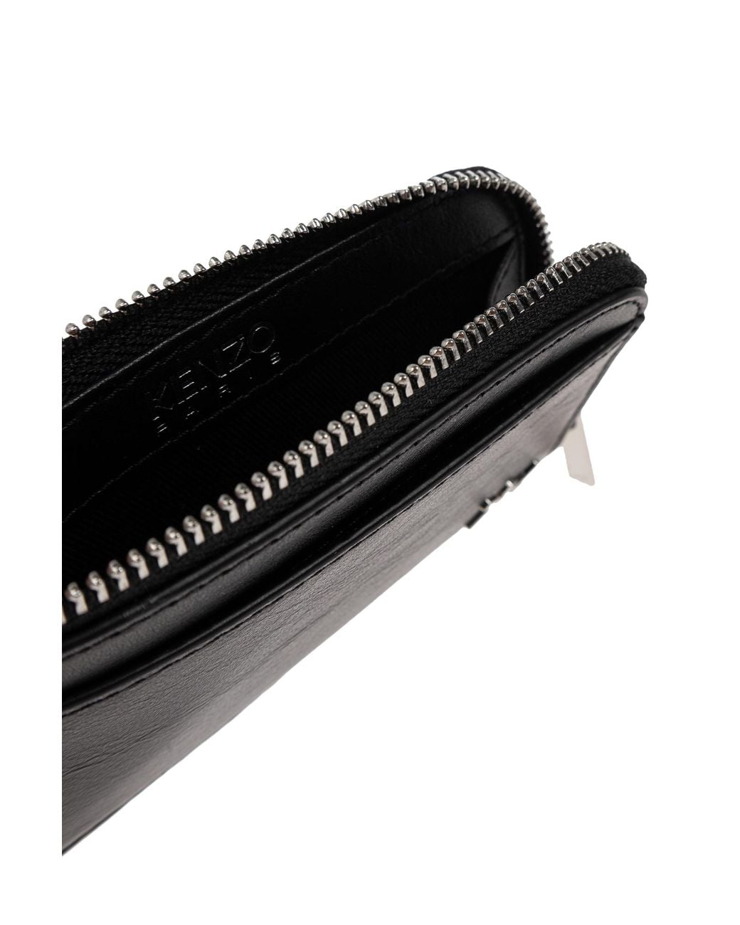 KENZO Black Leather Card Holder With Logo for men