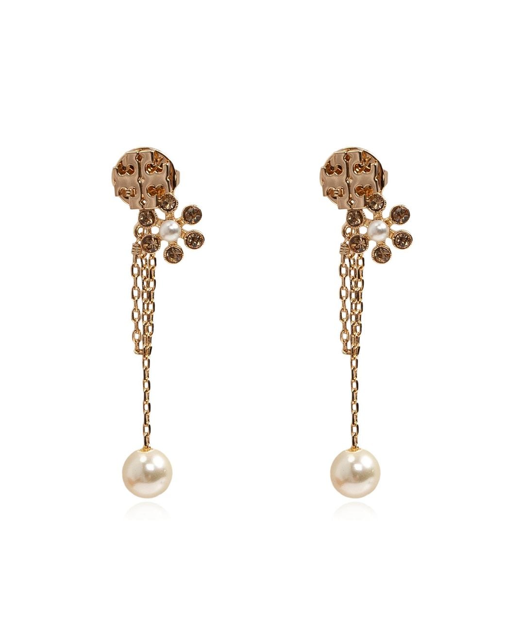 Tory Burch White Earrings With Logo