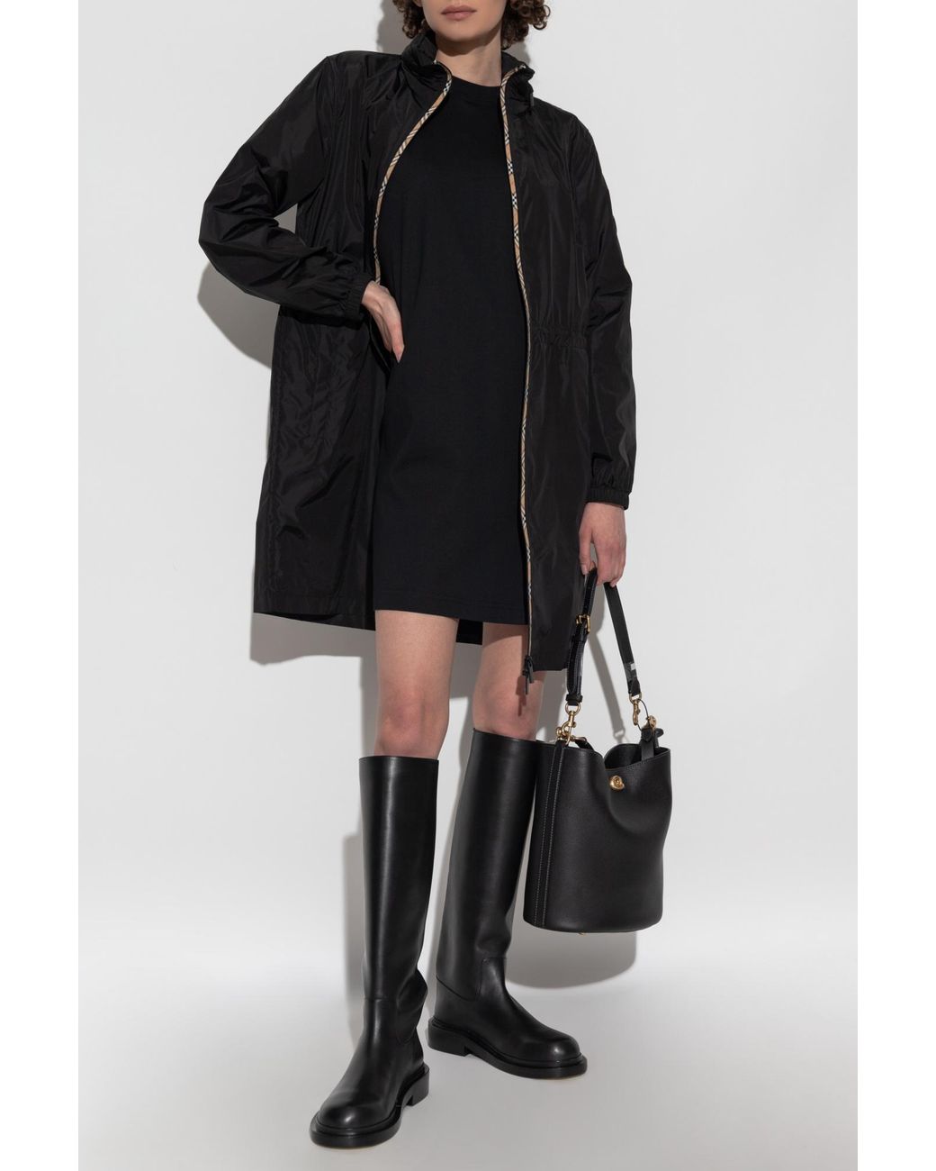 Burberry Black Dress With Sewn-On Side Stripes