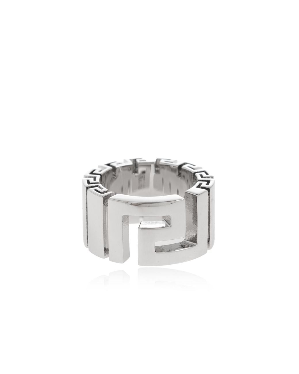 Versace Metallic Ring With Greek Pattern
