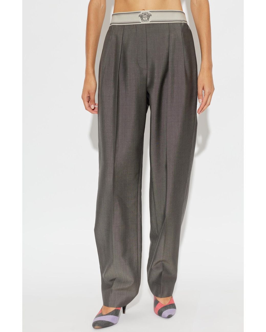 Versace Gray Creased Trousers