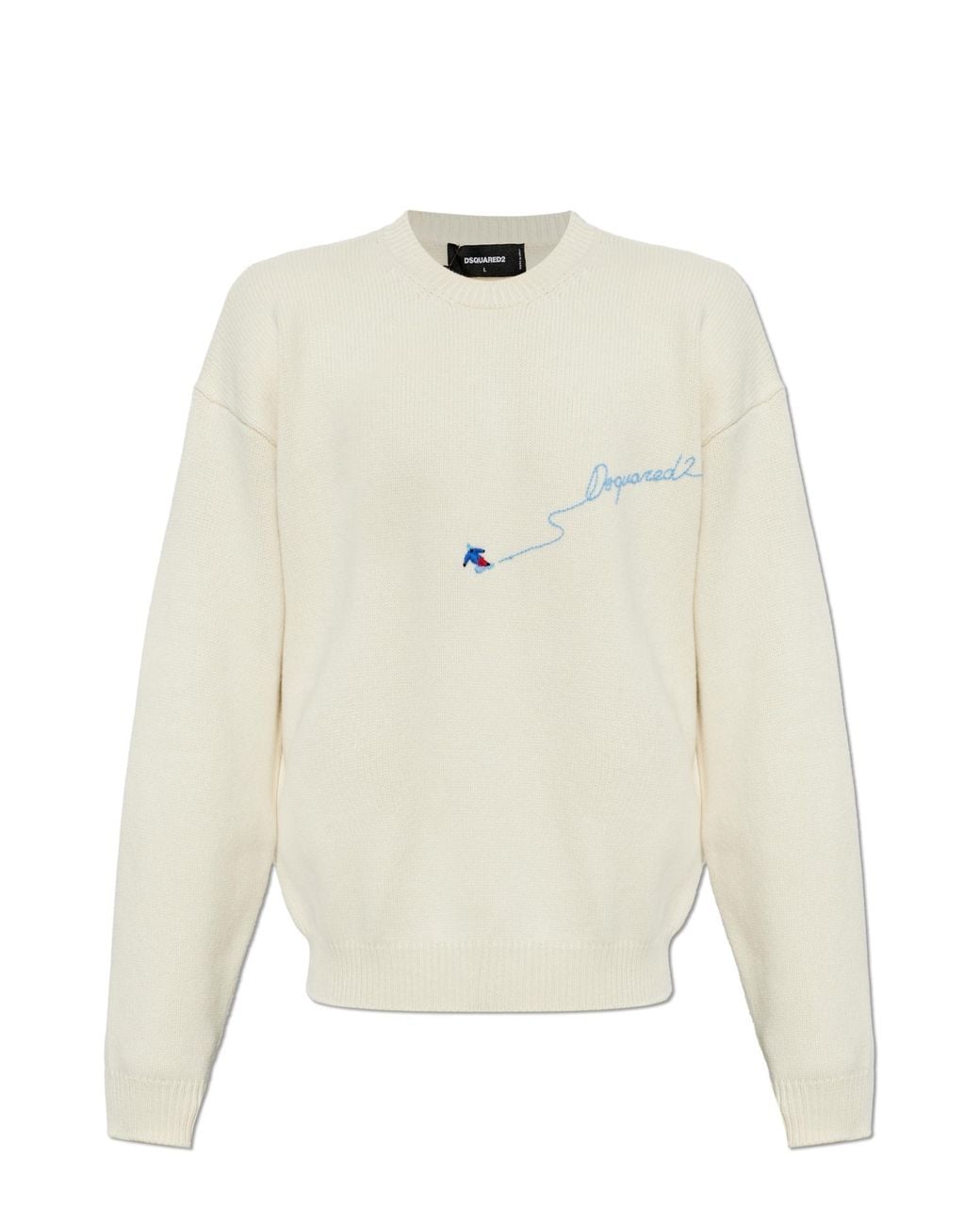 DSquared² White Sweater With Embroidered Logo for men