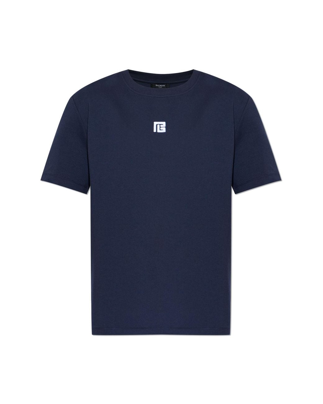 Balmain Blue T-Shirt With Embroidered Logo for men