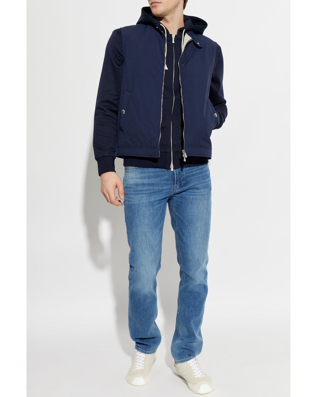 Eleventy Blue Insulated Vest With A Stand-Up Collar for men