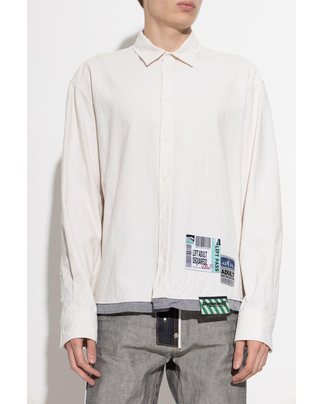 DSquared² White Cotton Shirt With Logo Patch for men