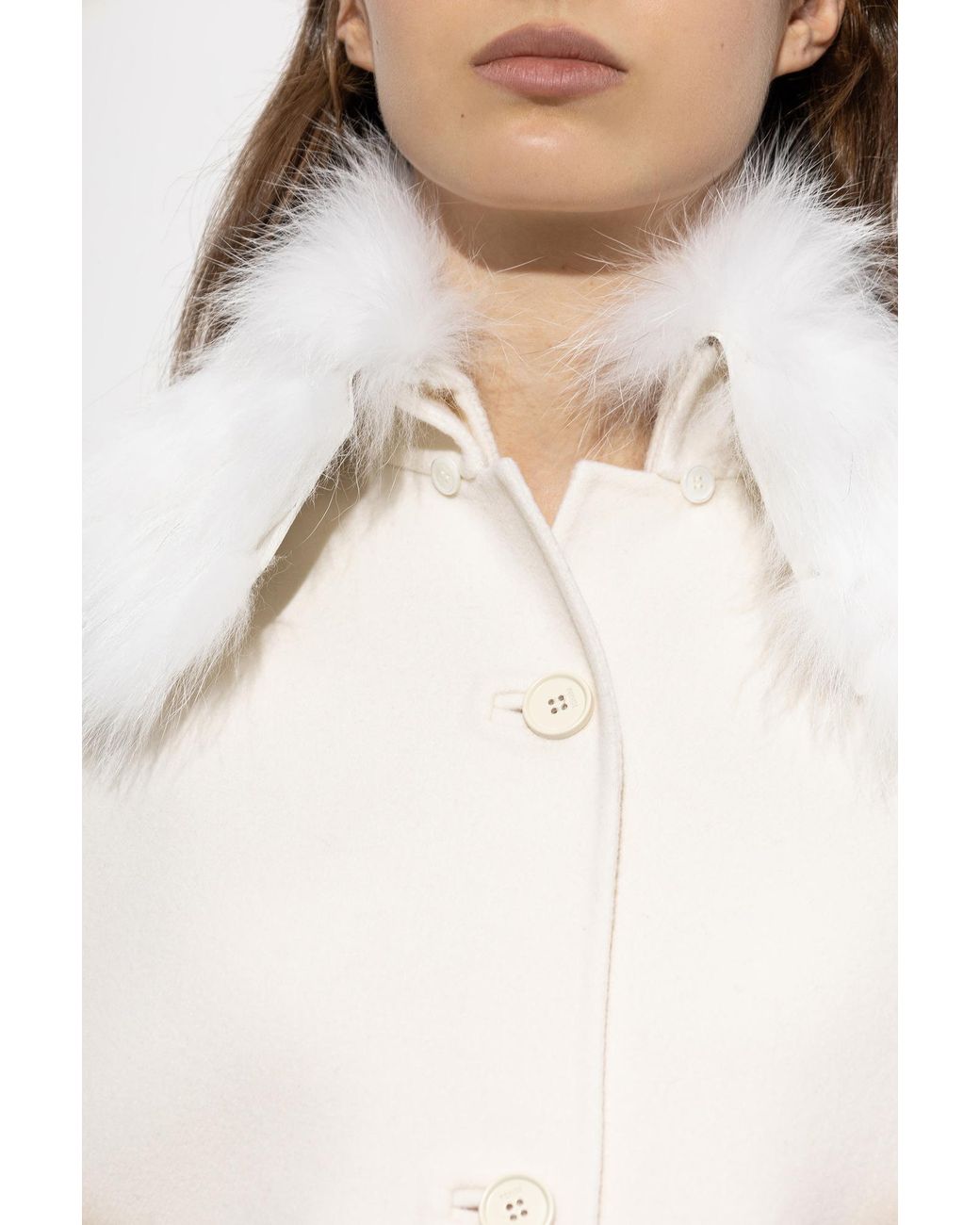 Fendi White Wool Cape