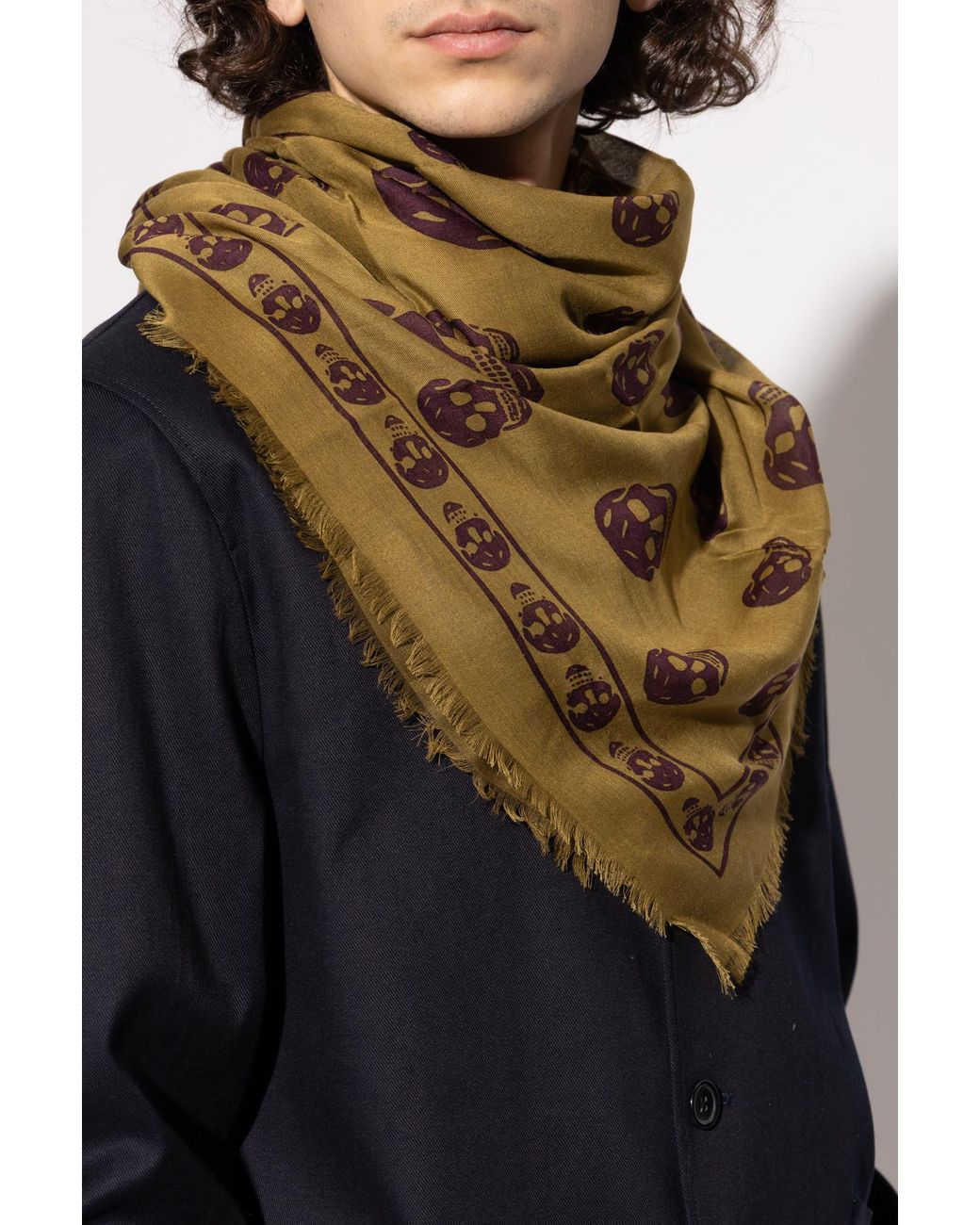 McQueen Metallic Scarf With A Distinctive Skull Motif for men