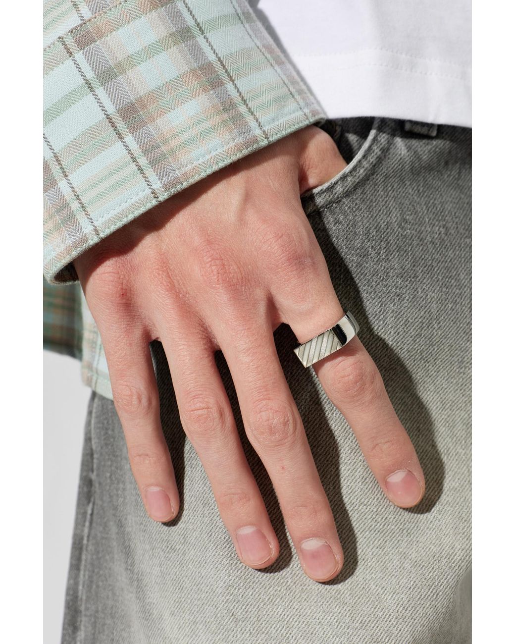 Off-White c/o Virgil Abloh White Brass Signet Ring for men