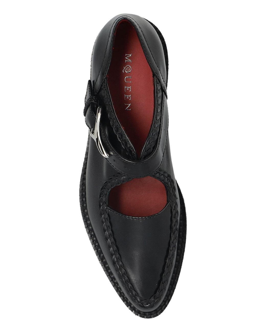 McQueen Black 'Wishbone Creeper' Leather Shoes