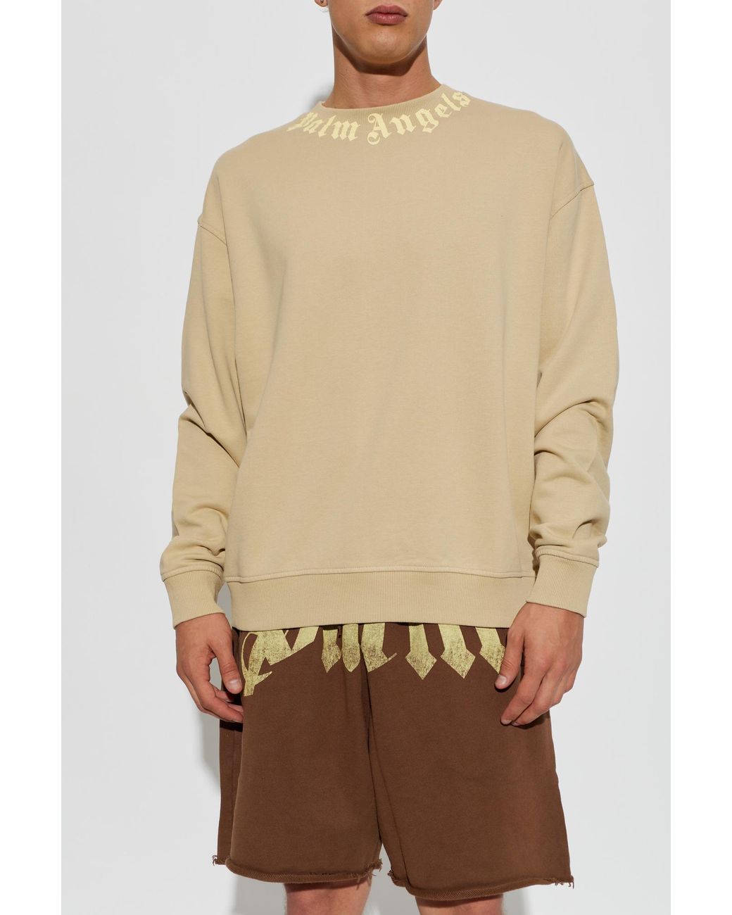 Palm Angels Natural Sweatshirt With Logo for men
