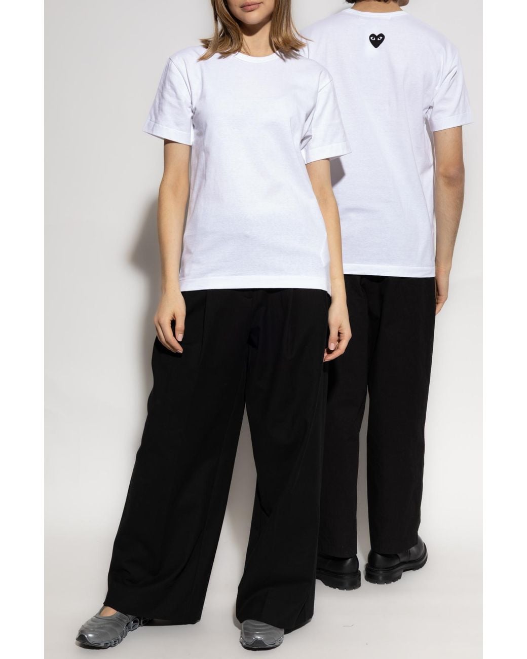 COMME DES GARÇONS PLAY White T-Shirt With Logo Patch