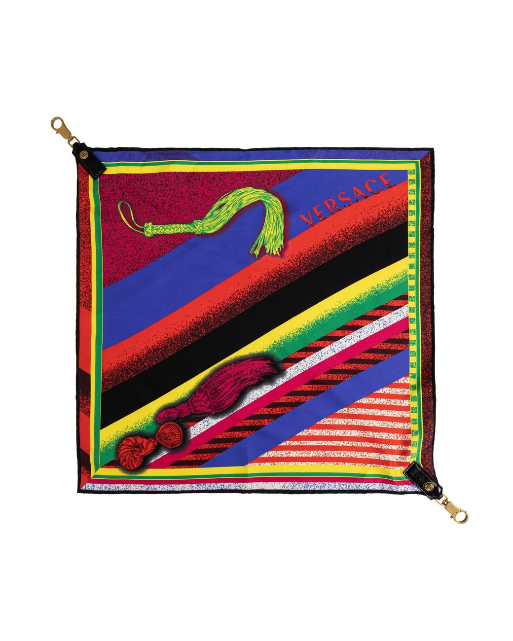 Versace Red Silk Scarf With "Formula 6 Print"