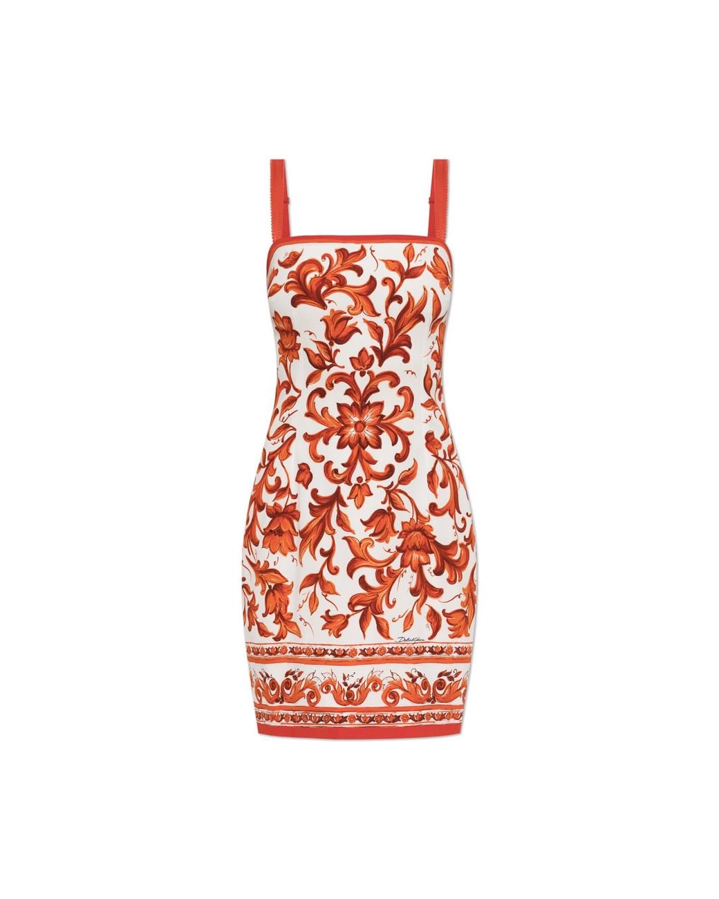 Dolce & Gabbana White Dress With "Maiolica" Print