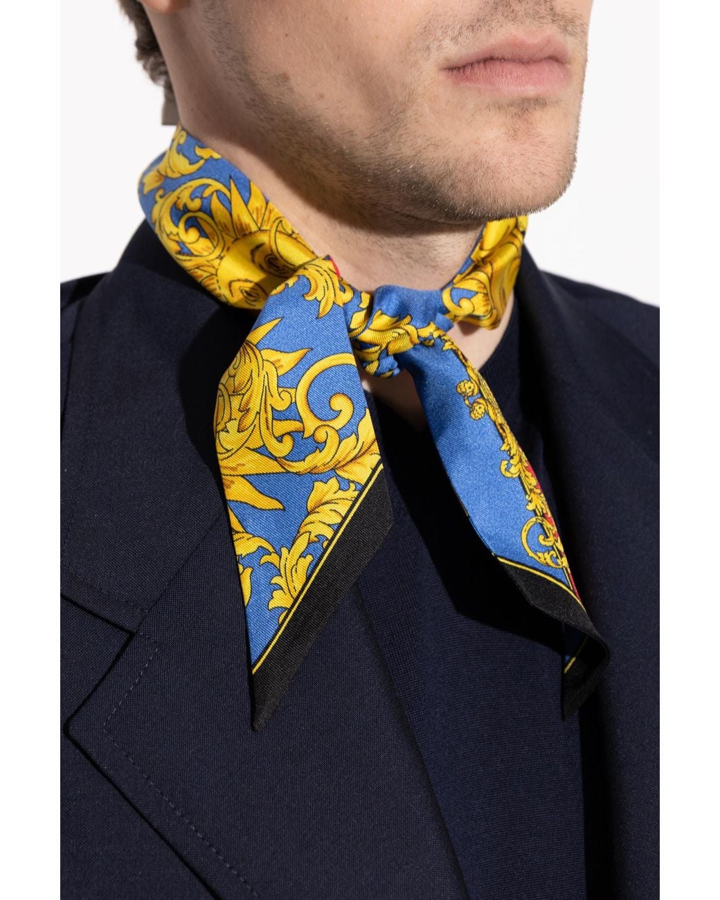 Versace Blue Silk Scarf