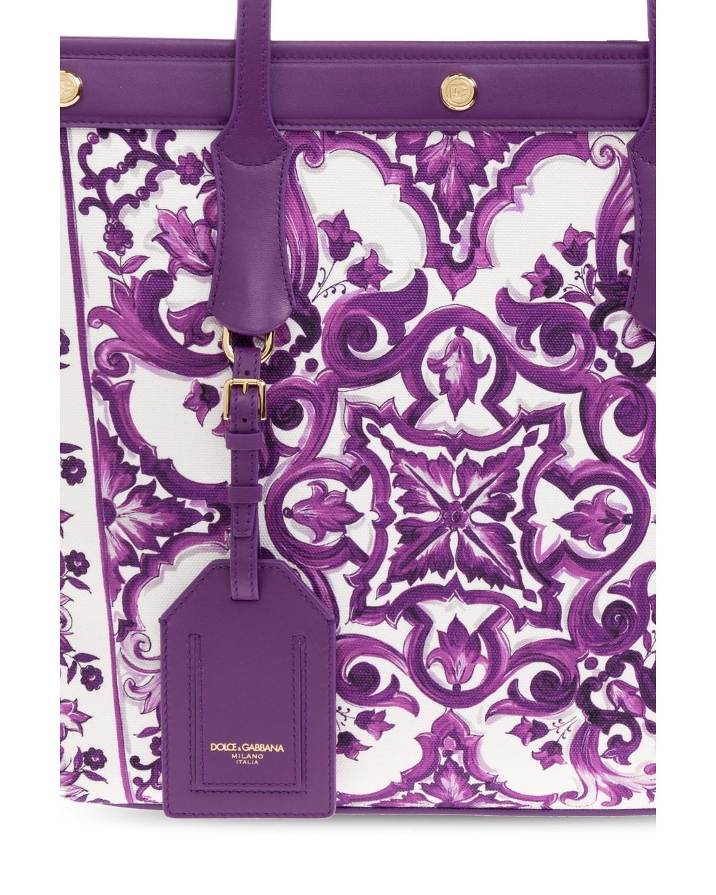 Dolce & Gabbana Purple Shopper Bag With "Majolica" Print