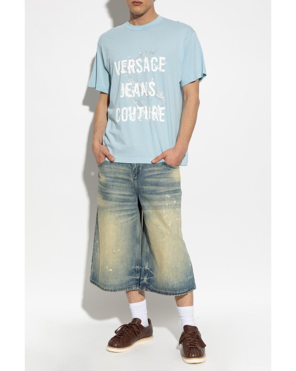 Versace Jeans Couture Blue T-Shirt With Print for men