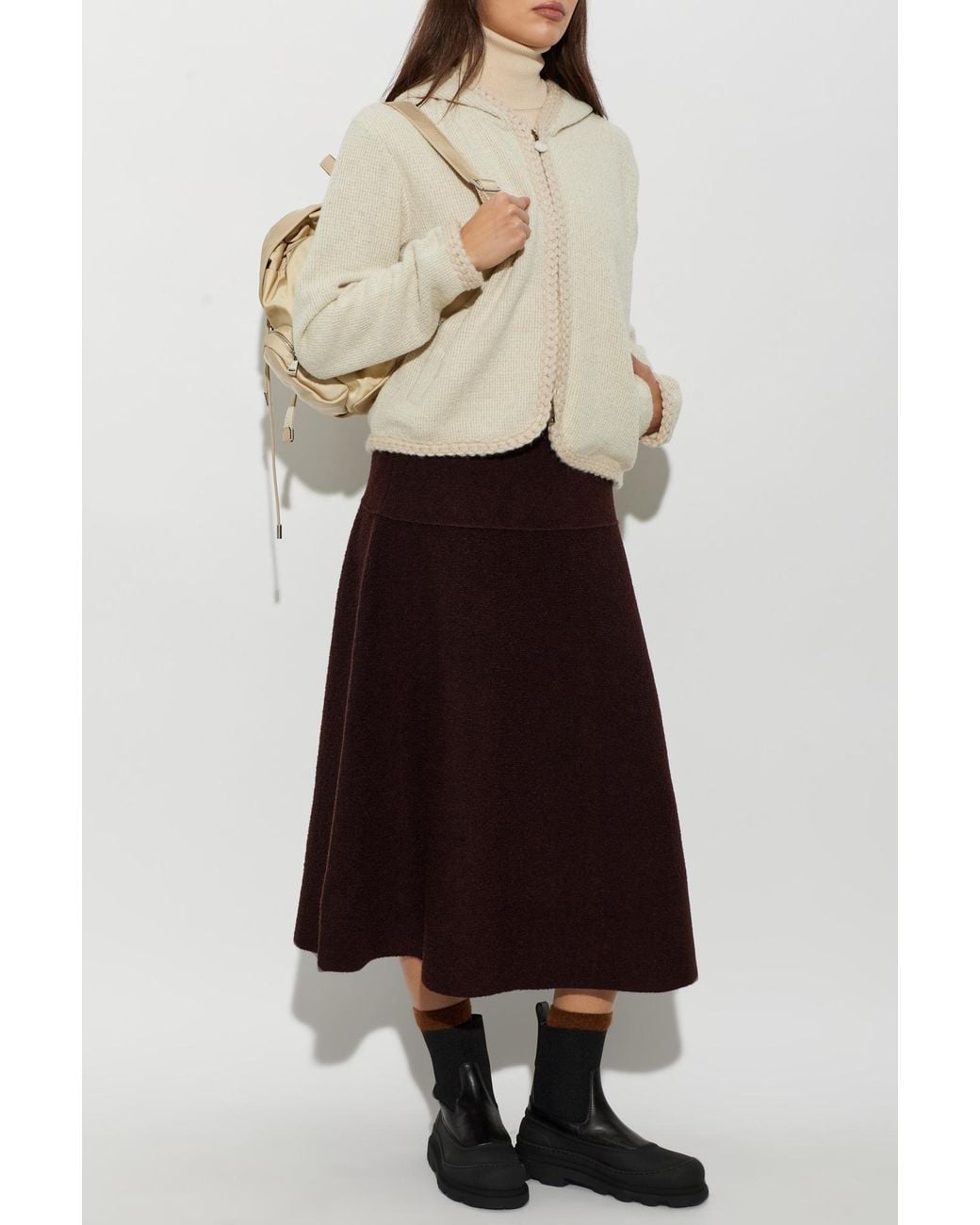 Moncler Natural Hooded Cardigan