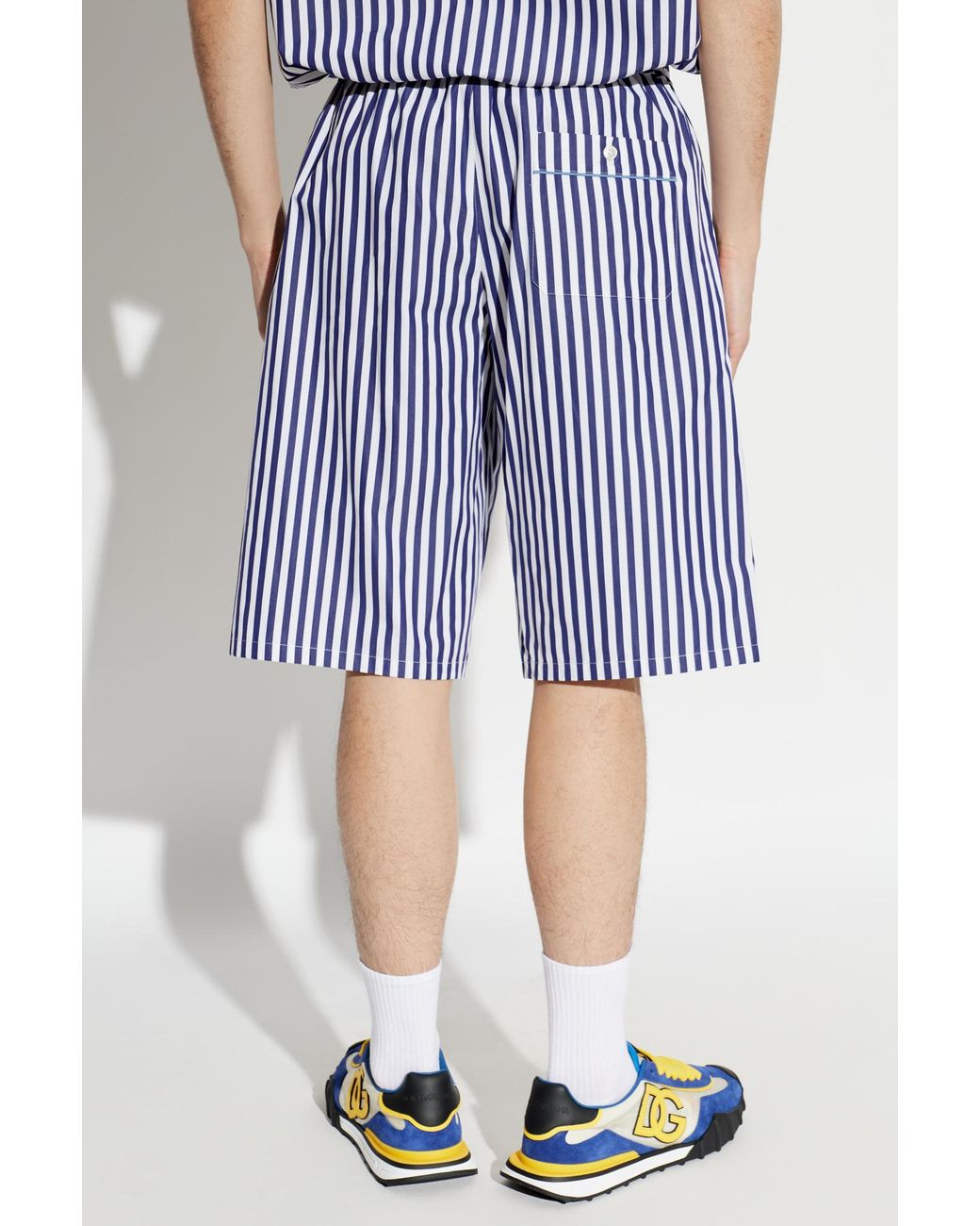 Dolce & Gabbana Blue Striped Pattern Shorts for men