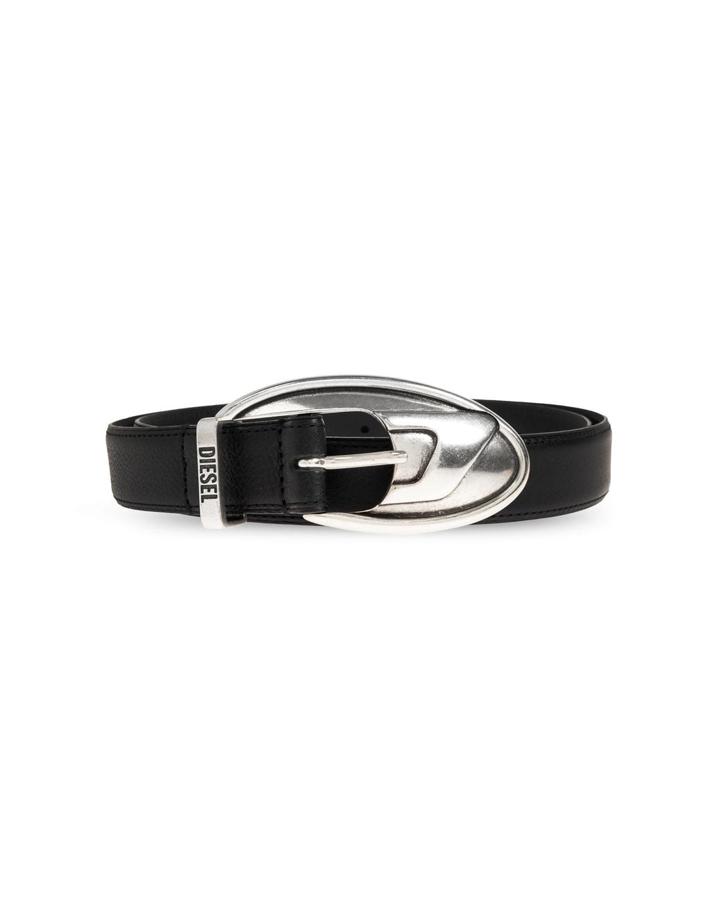 DIESEL Black Leather Belt "B-D Rop"