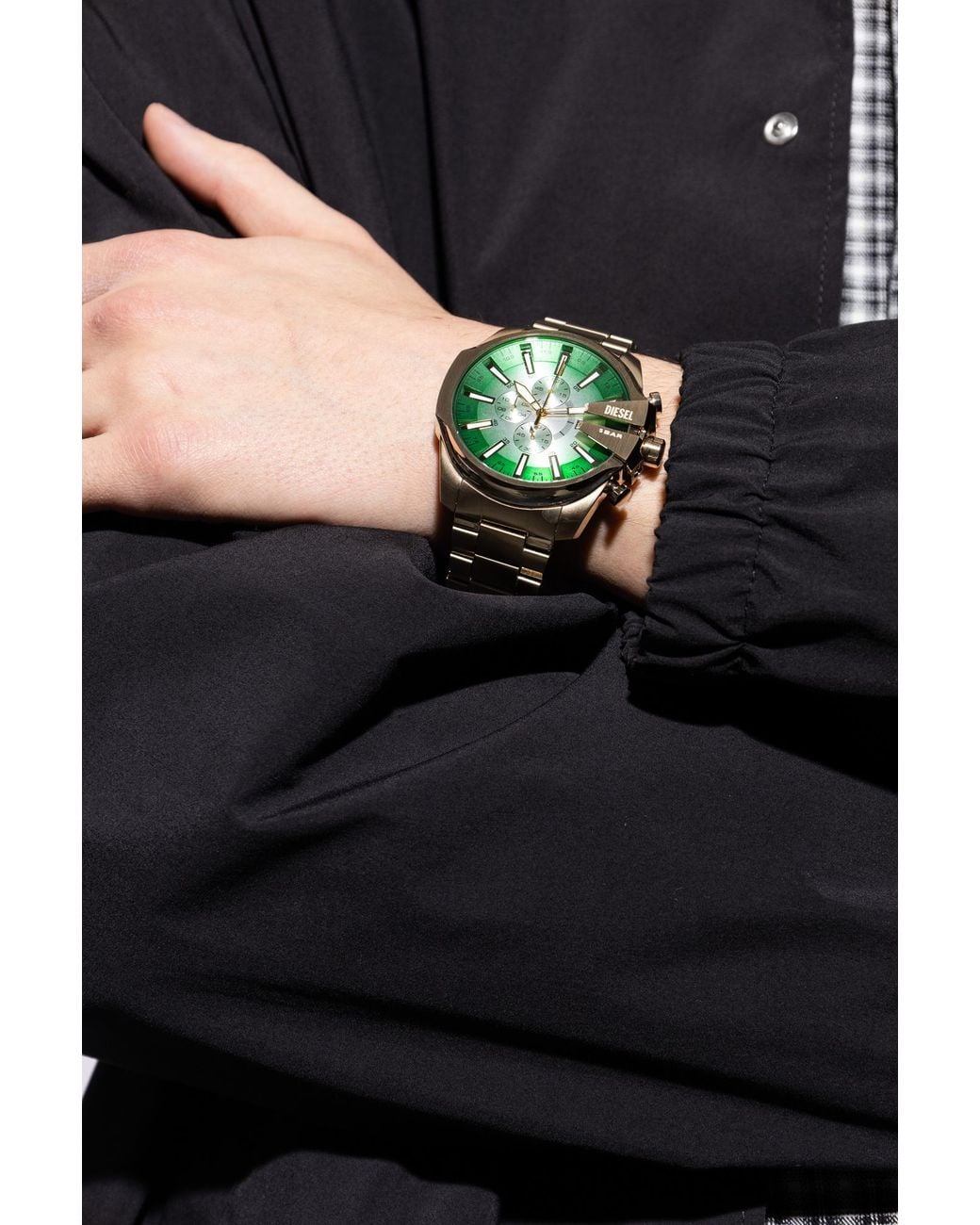 DIESEL Metallic Steel Watch "Mega Chief Slim" for men