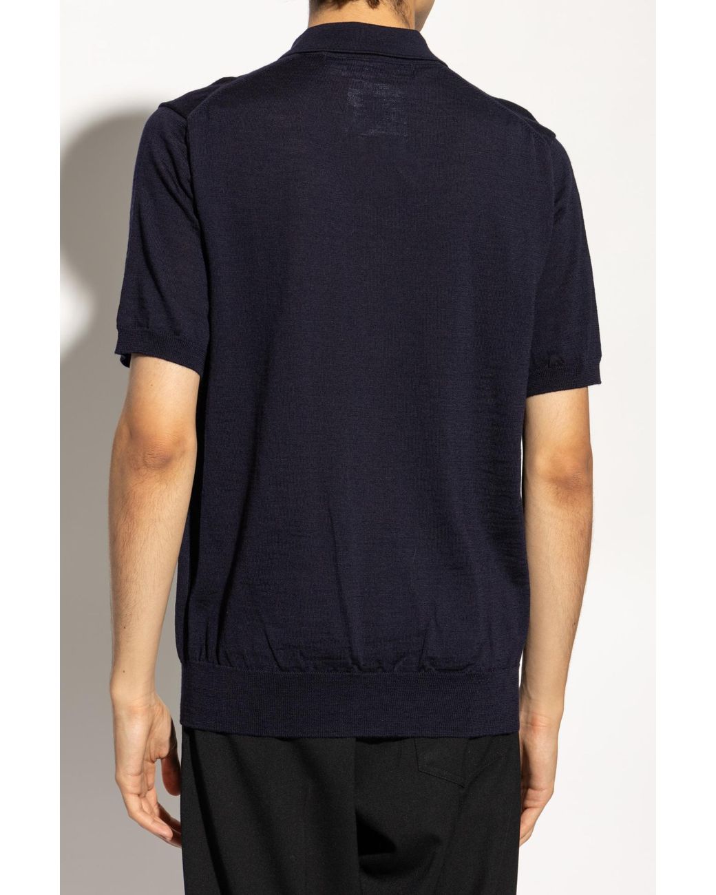 COMME DES GARÇONS PLAY Blue Wool Navy Polo With Heart Patch