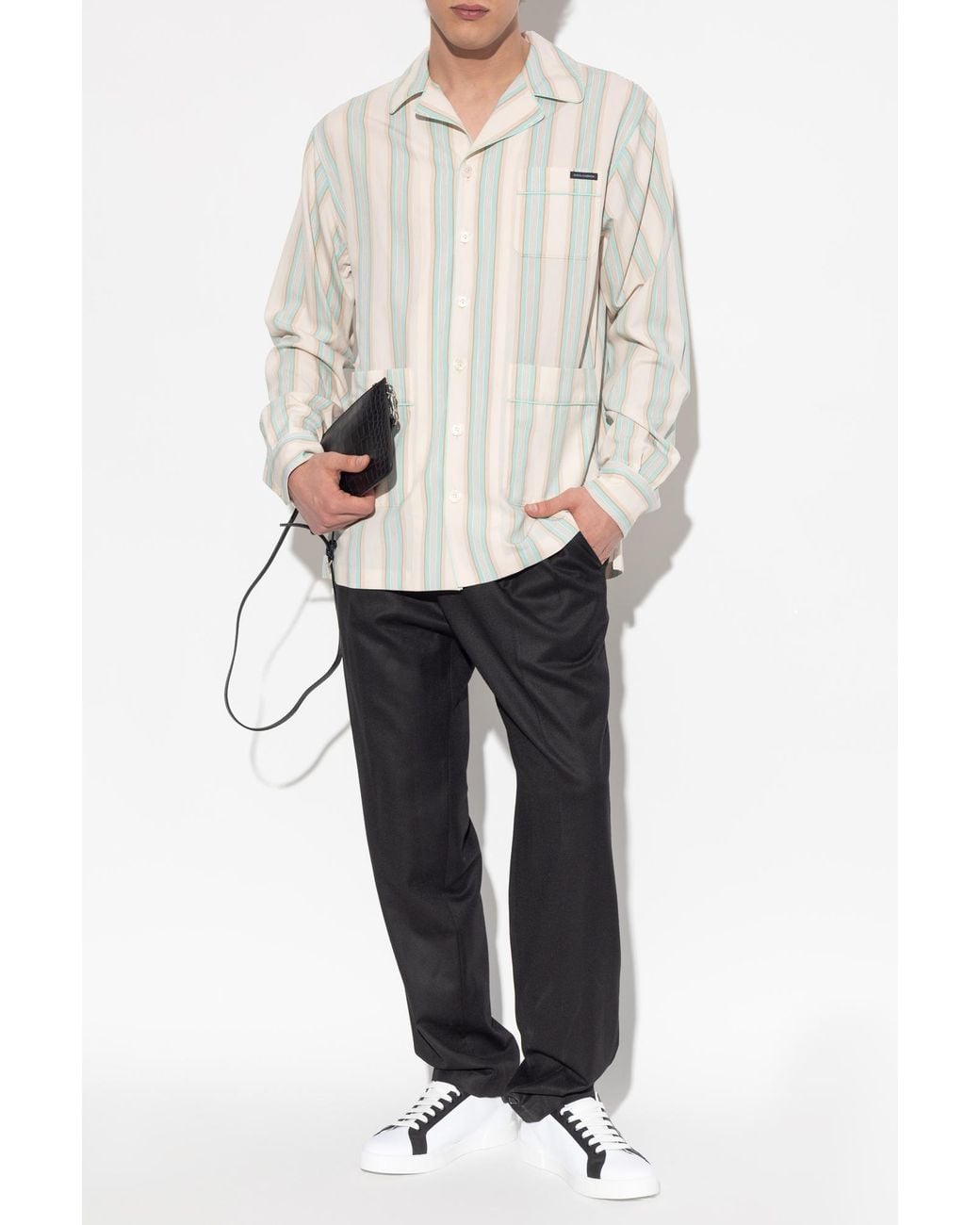 Dolce & Gabbana White Shirt With Stripe Pattern for men