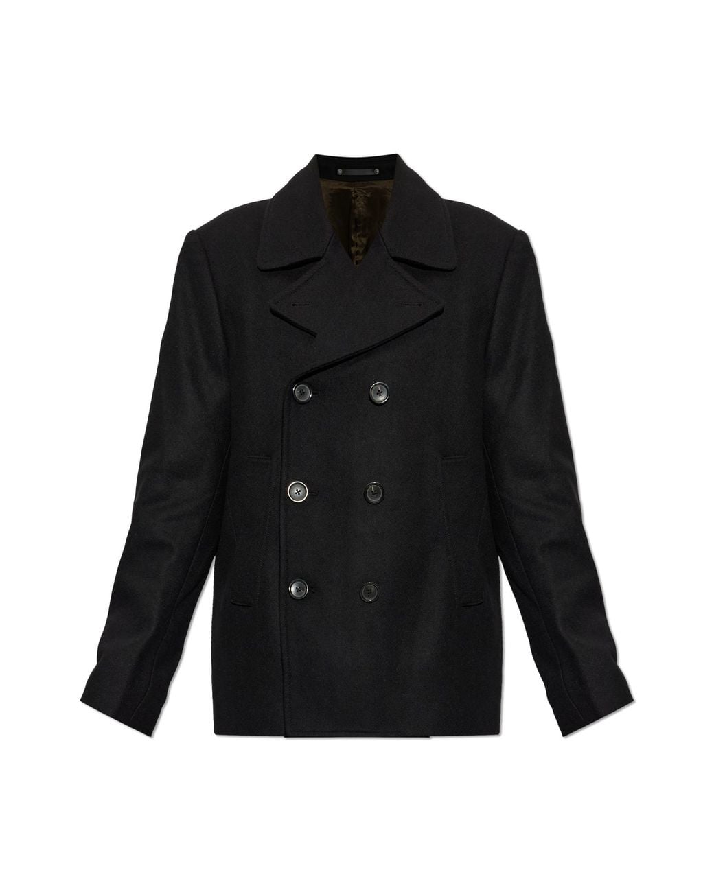 Paul Smith Black Double-Breasted Wool Coat for men