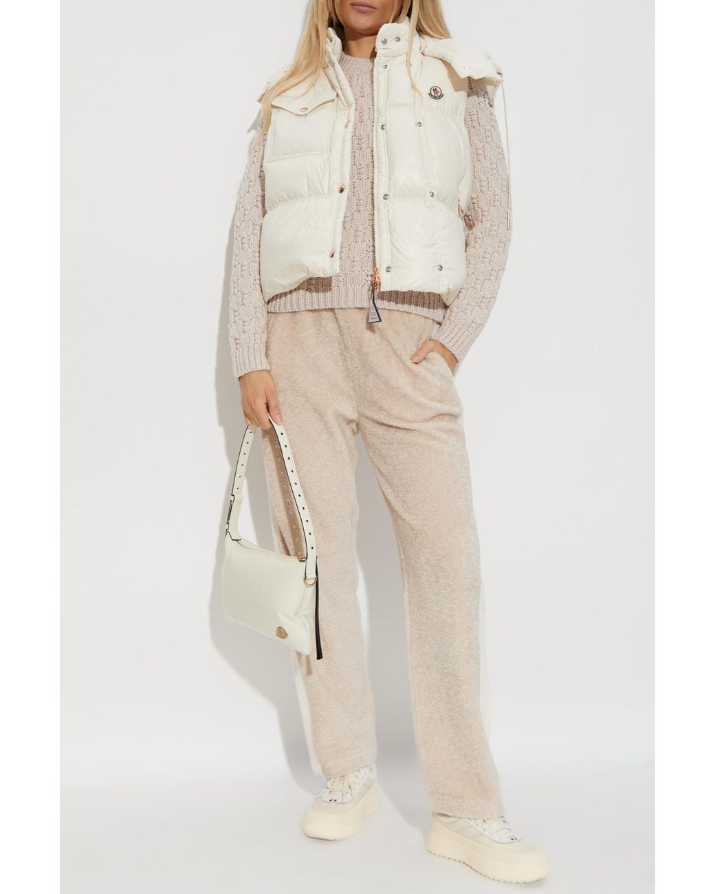Moncler White Sweater With A Decorative Knit