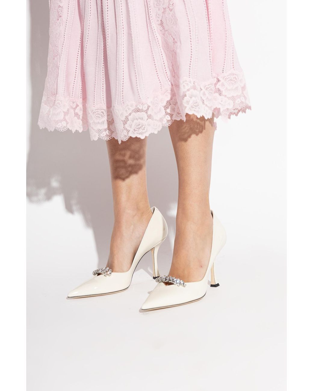 Jimmy Choo White 'Belinda Pump 90' Heeled Shoes