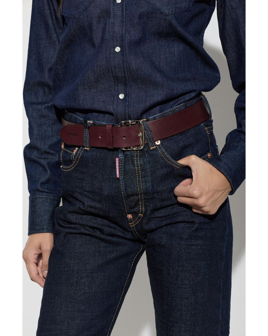 DSquared² Purple Leather Belt