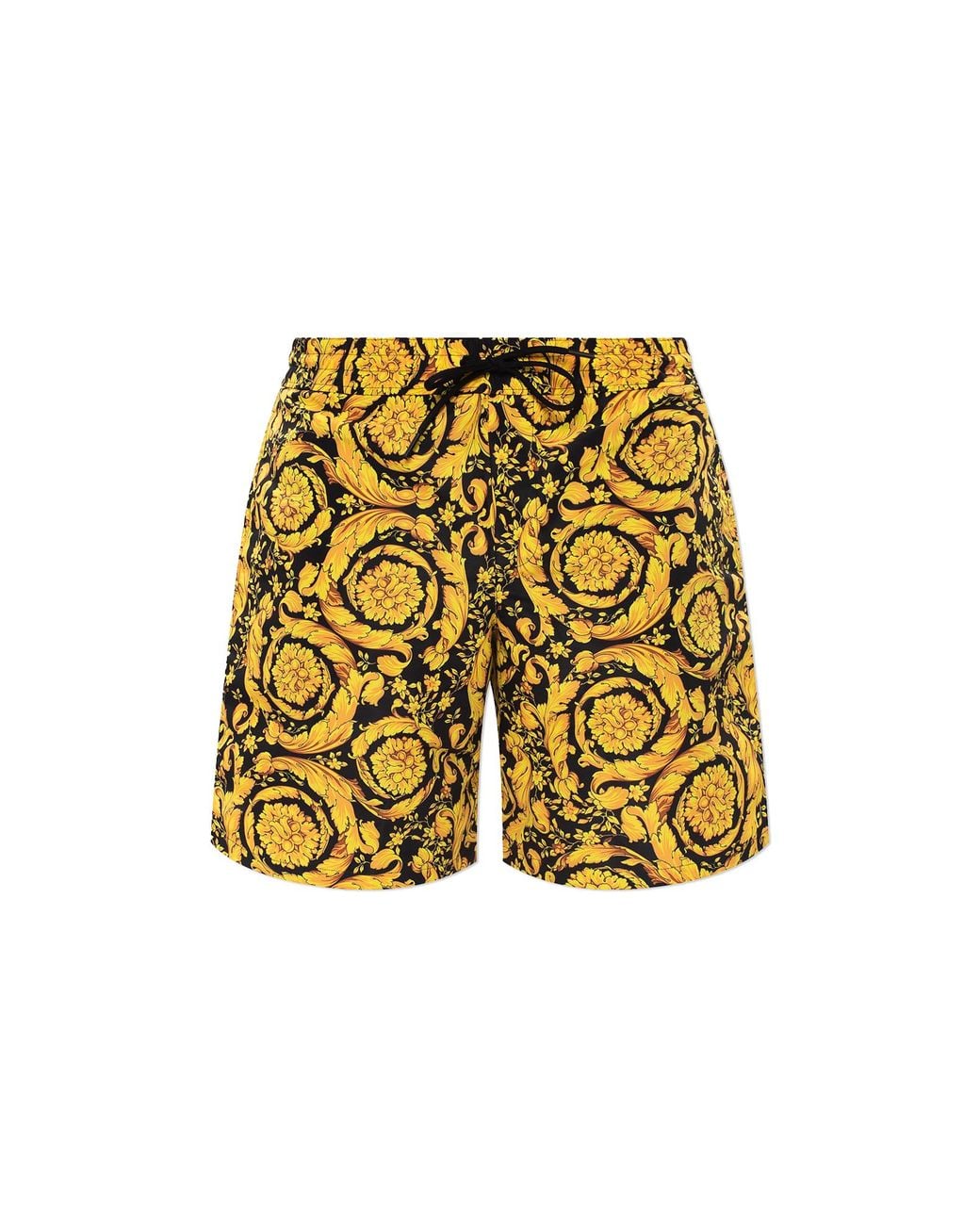 Versace Yellow Baroque Motif Swim Shorts for men