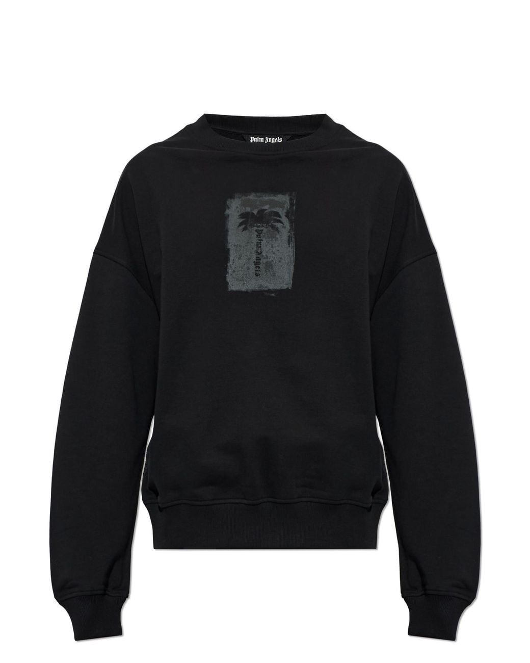 Palm Angels Black Cotton Sweatshirt With A Crew Neck for men