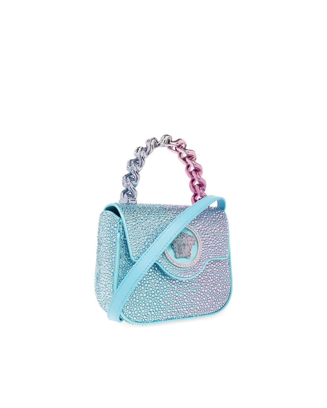 Versace Crystal Embellished Shoulder Bag in Blue Lyst UK