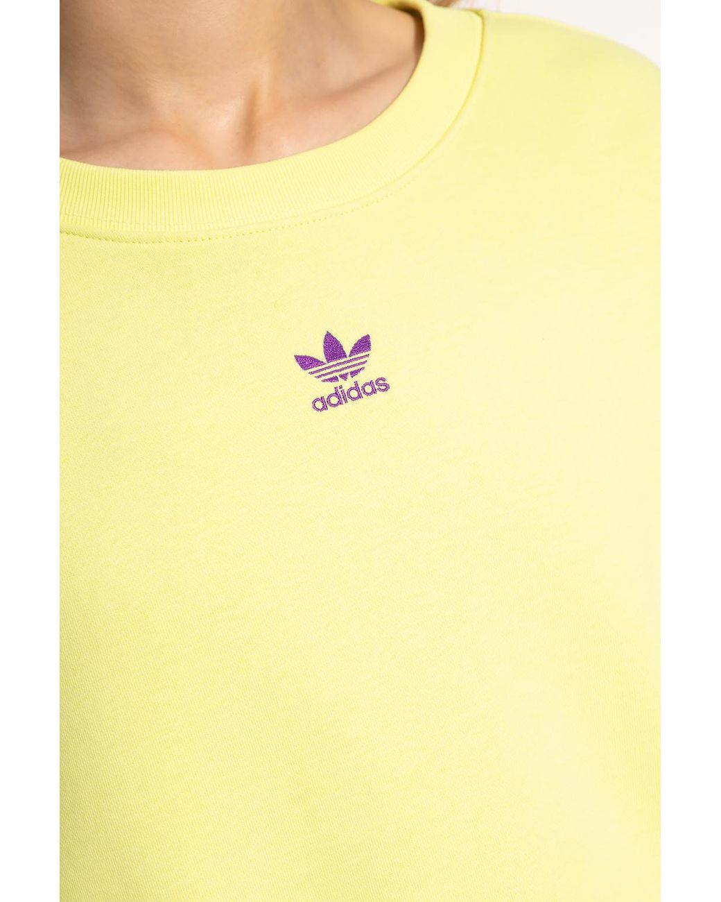 adidas Originals Cotton Sweatshirt With Logo in Neon (Yellow) | Lyst