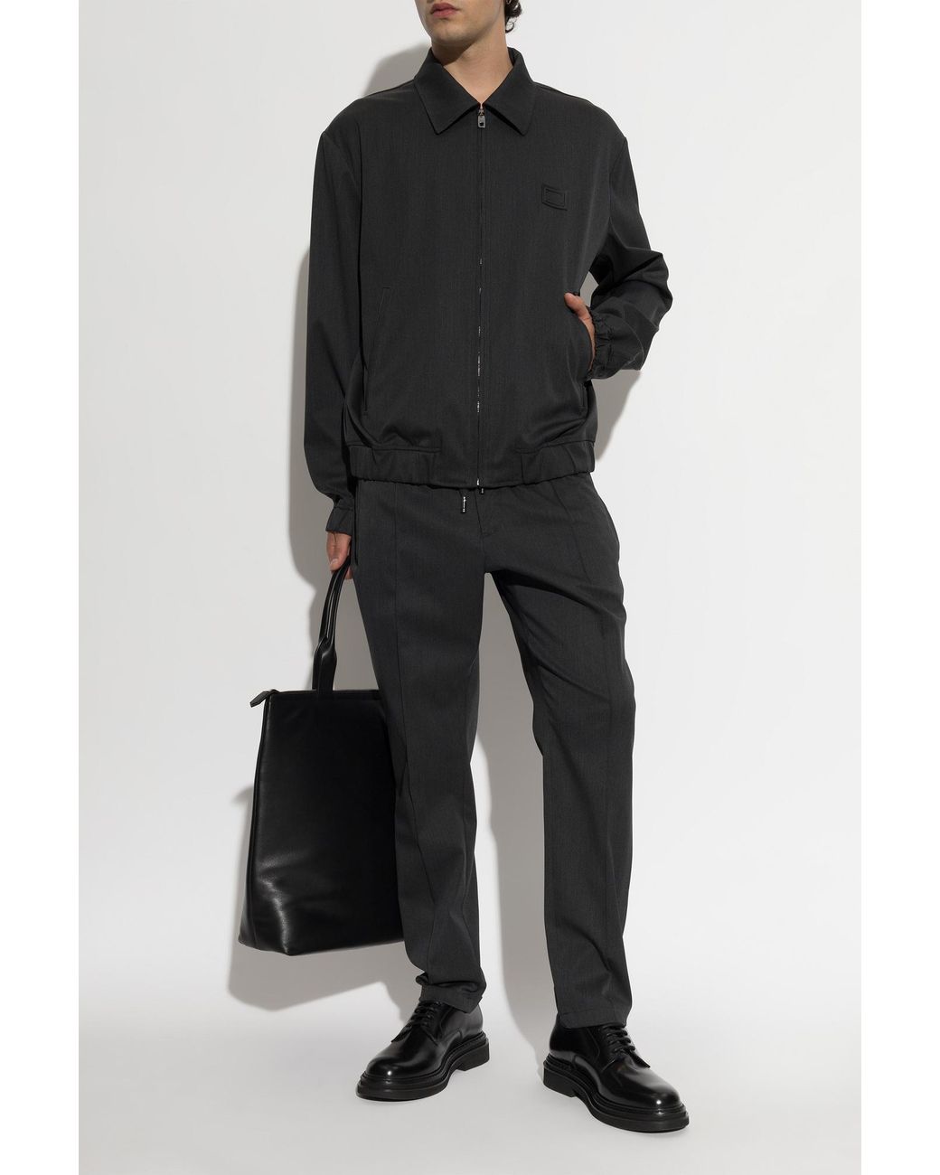 Dolce & Gabbana Black Jacket With Logo Patch for men