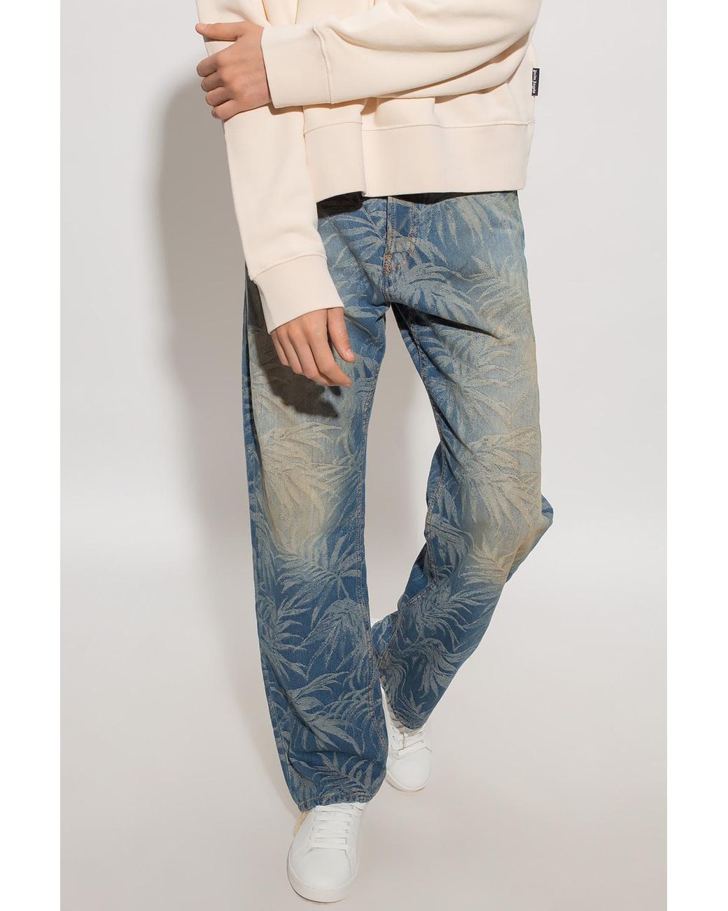 Palm Angels Jeans With Floral Motif in Blue for Men | Lyst