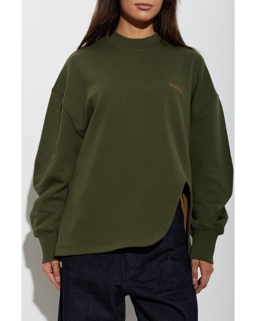 The Attico Green 'Oversize' T-Shirt With A Slit