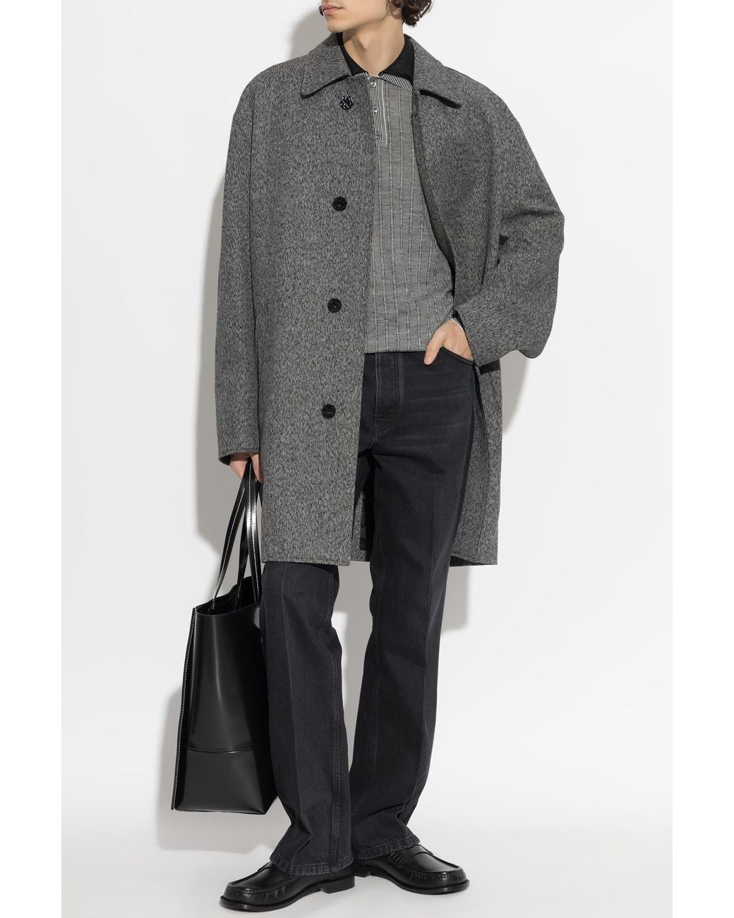 Marni Gray Wool Long-Sleeve Polo Shirt for men