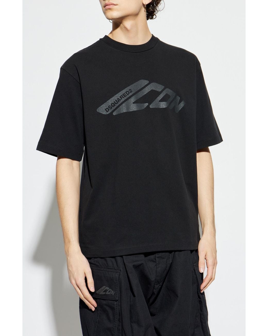 DSquared² Black T-Shirt With Logo for men
