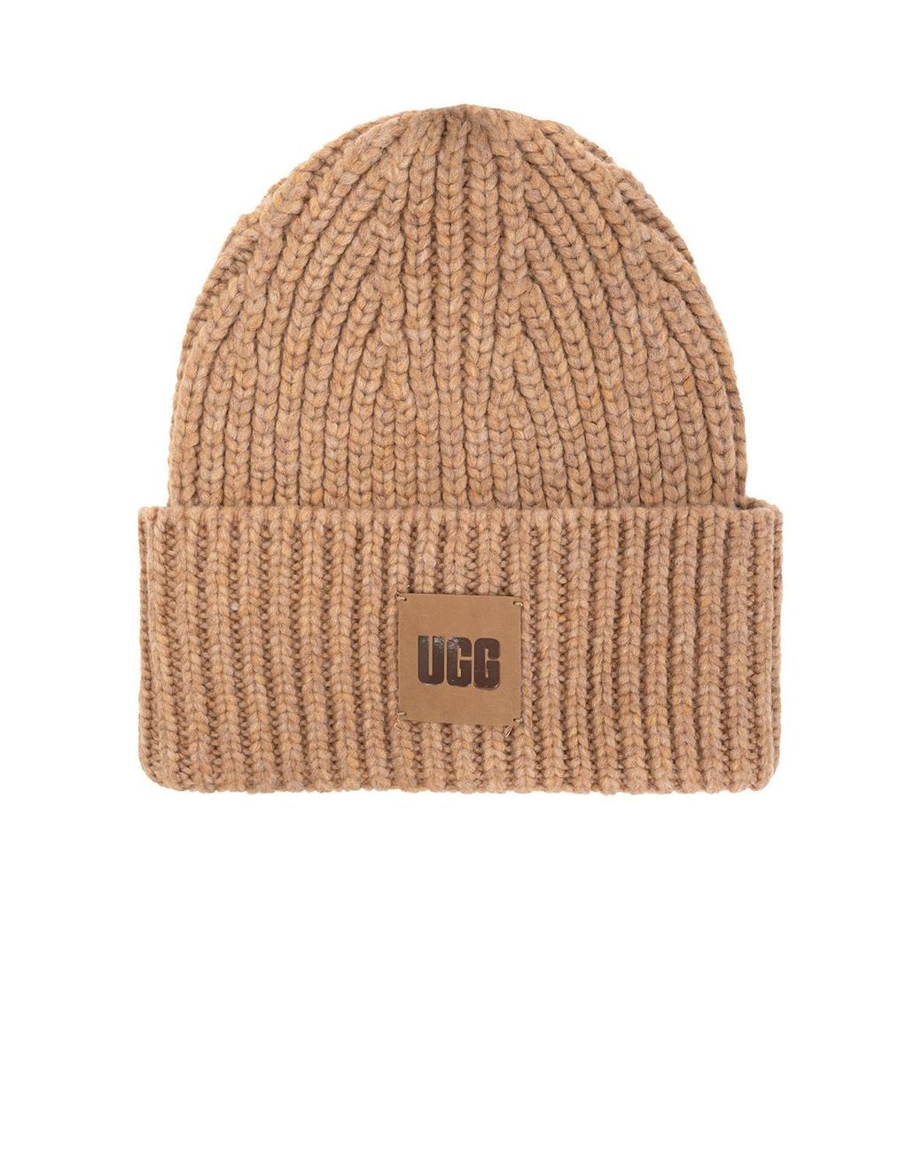 Ugg Natural Ribbed Hat With Logo