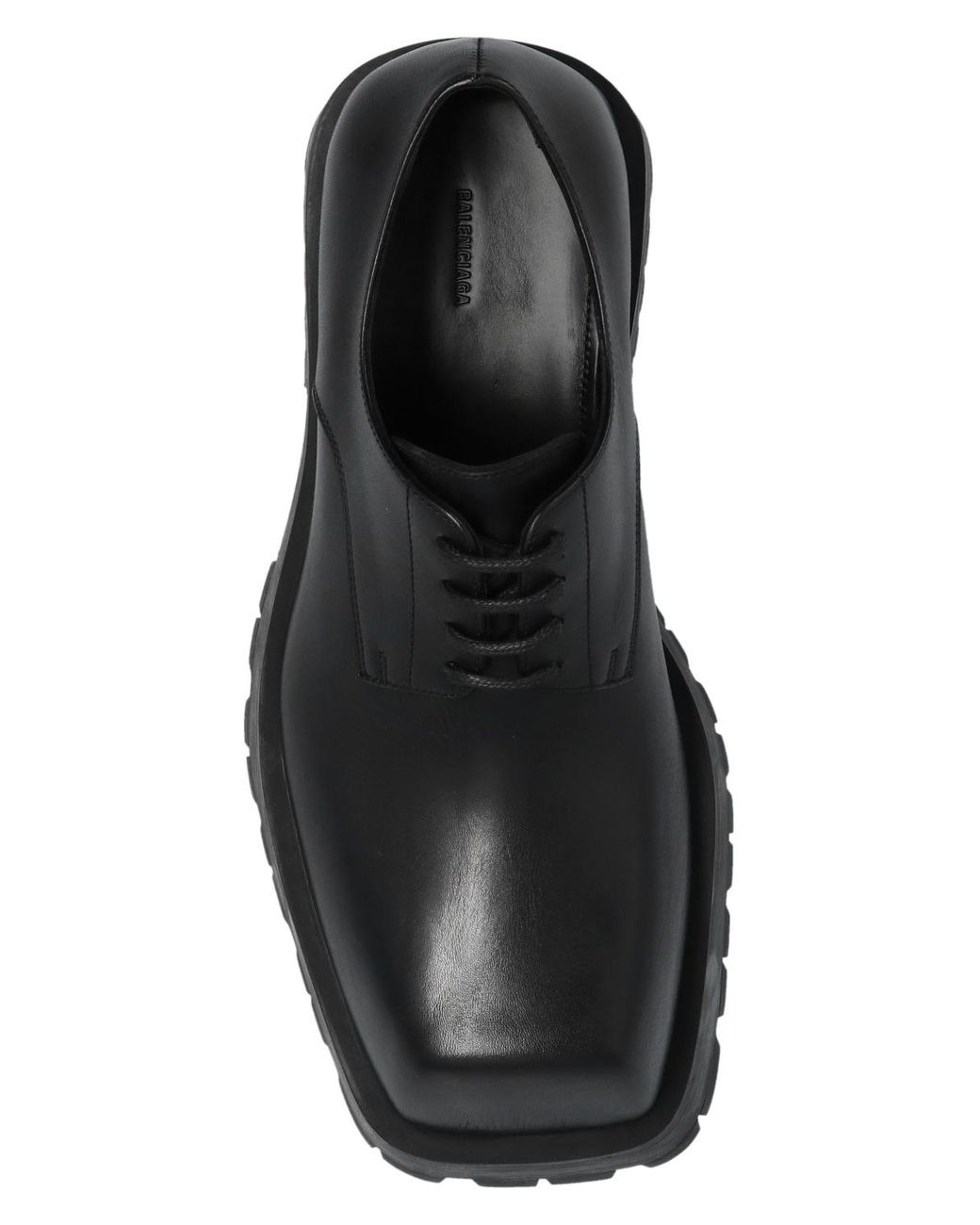 Balenciaga 'trooper' Heeled Derby Shoes in Black | Lyst