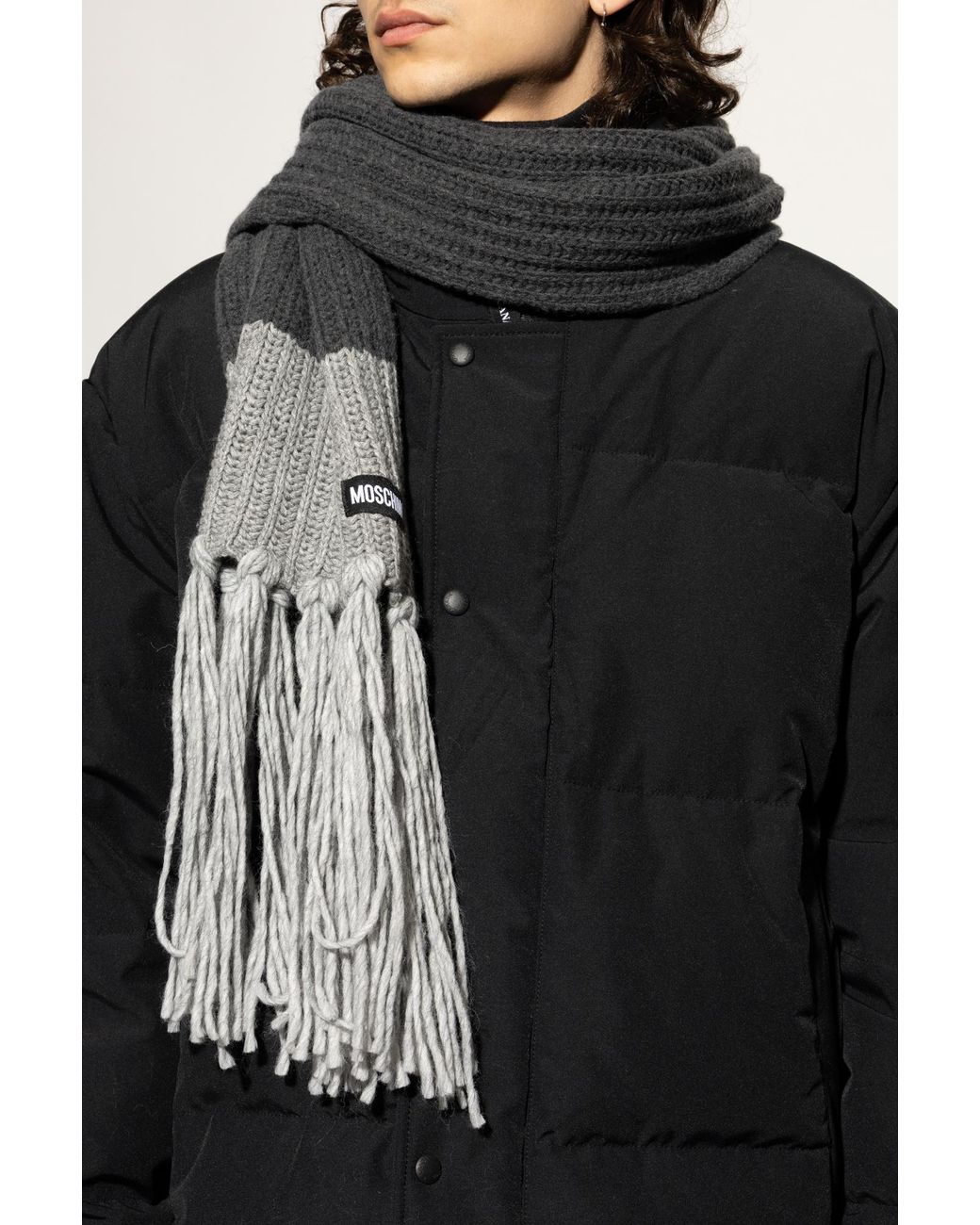 Moschino Black Scarf With Logo for men